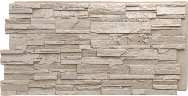 Ekena Millwork EverStone Cascade Faux Stone Panel, 48 5/8"W x 24 3/4"H x 1 1/4"D, Sea Shell Color - Image 1